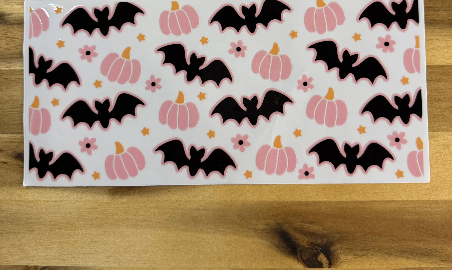 Pink pumpkin and bat