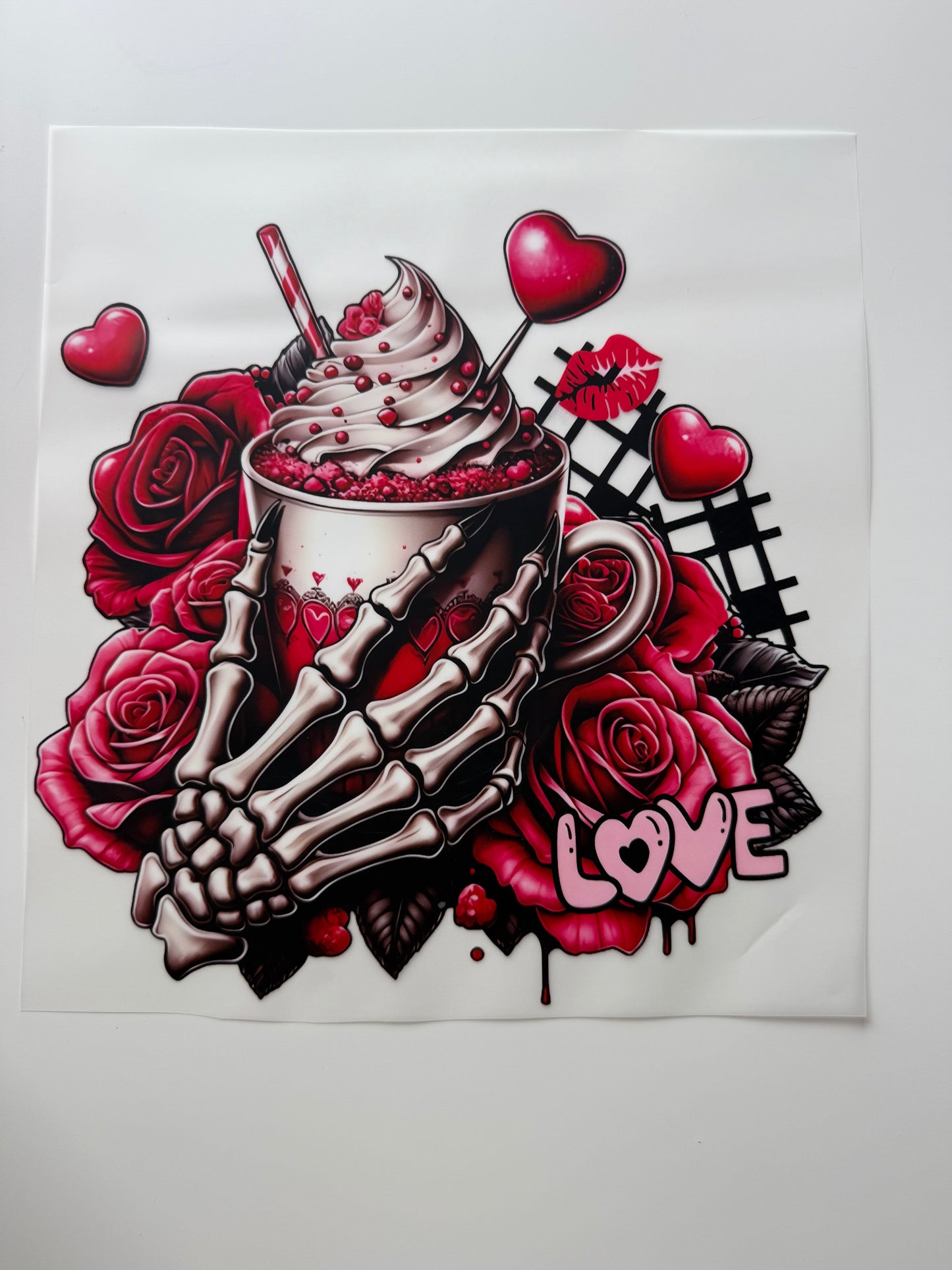 Textil-Sticker Love and sklett pink love