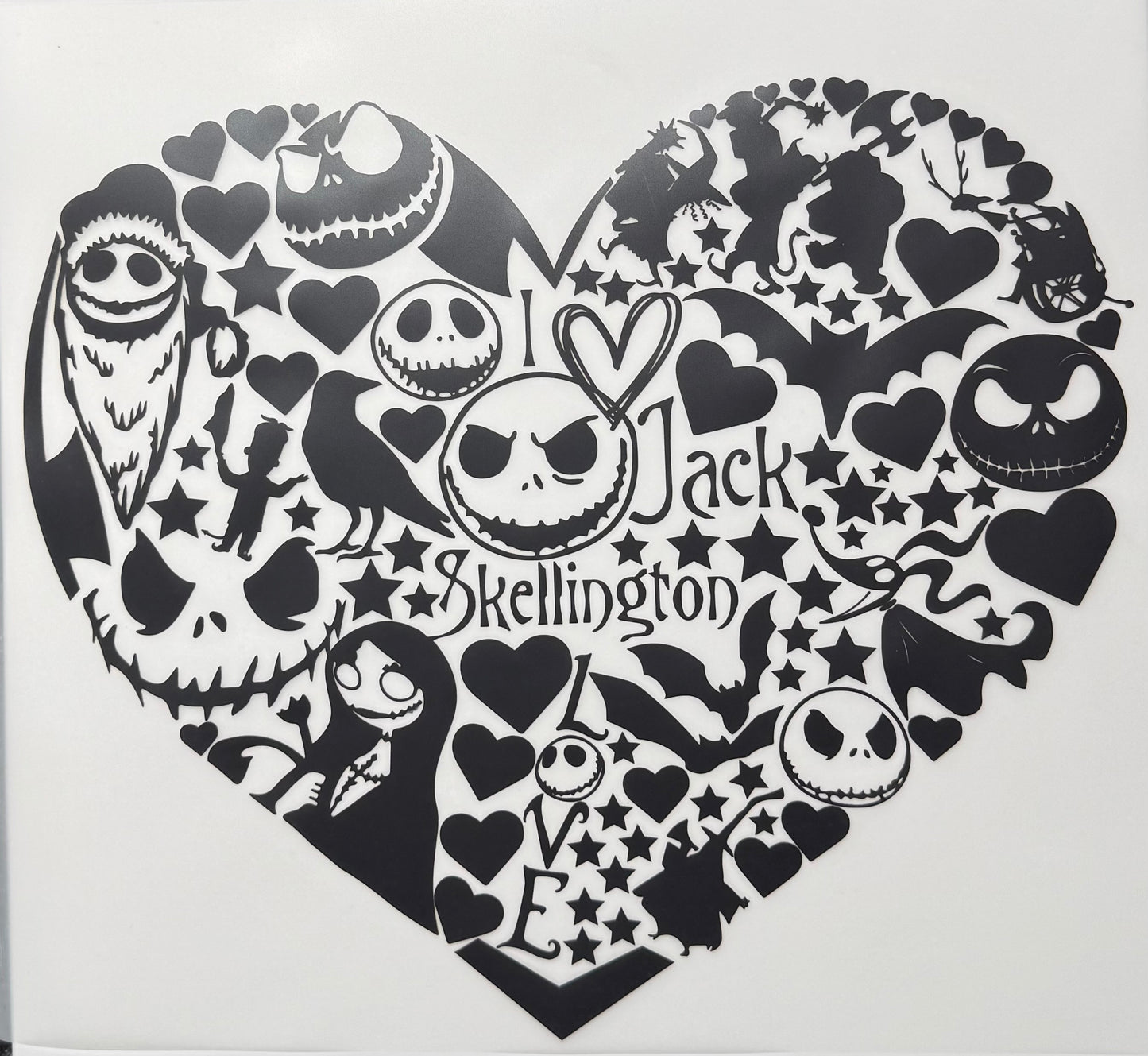Textil-Sticker Black and white heart