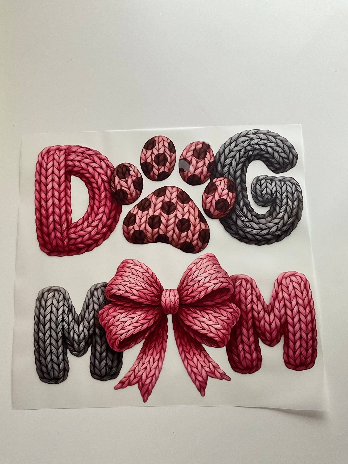 Textil Sticker- Dog MOM Strick