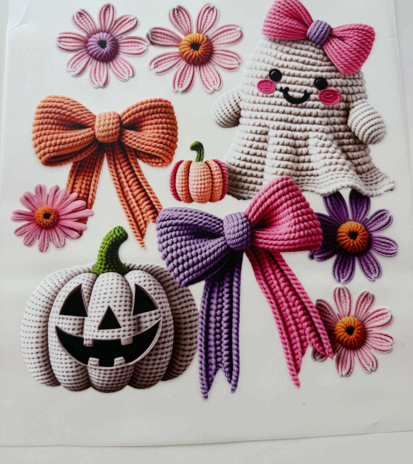 Textil-Sticker Geist Kürbis Schleifen