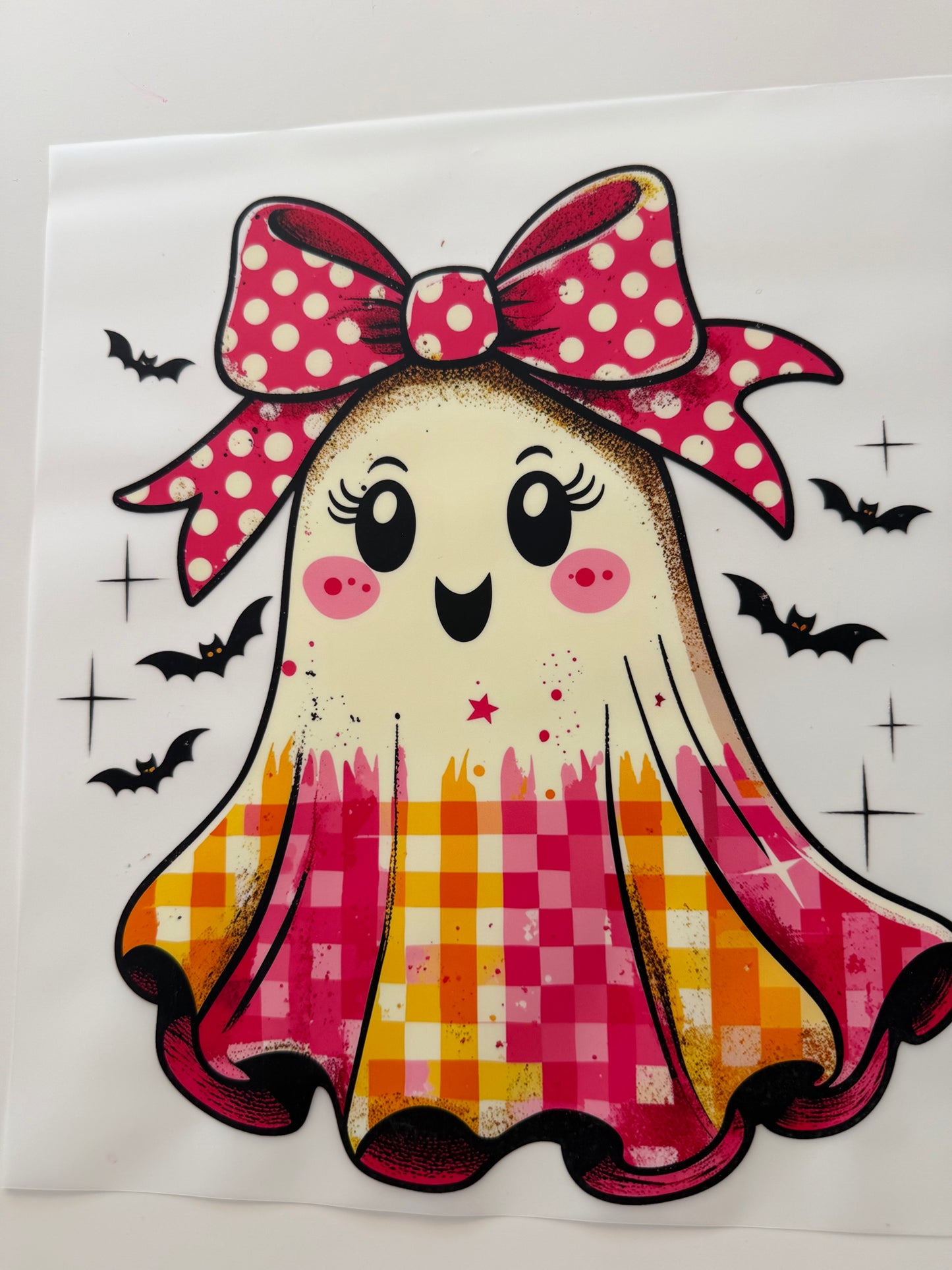 Textil-Sticker pink Ghost