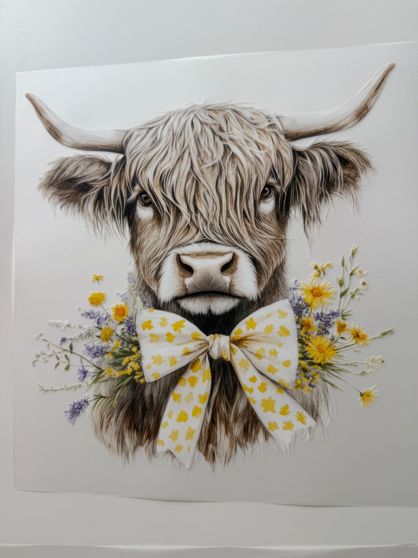 Textil-Sticker Kuh mit Schleife 🎀 und Lavendel
