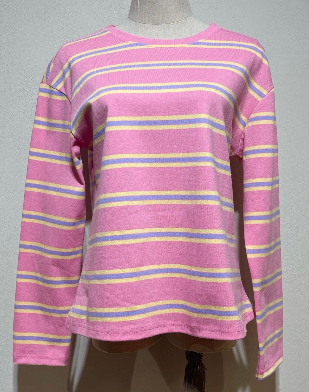💕 Rosa Streifen-Langarmshirt aus 100 % Baumwolle