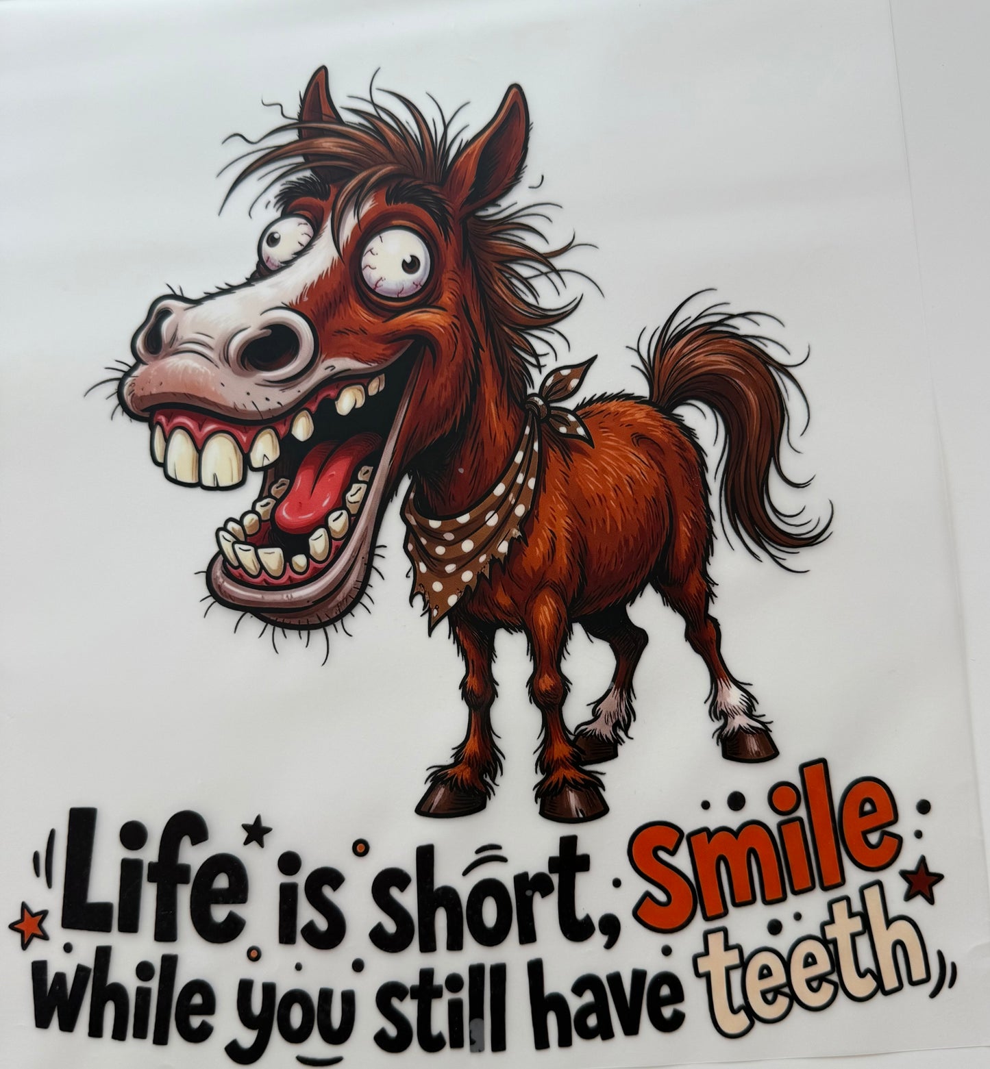 Textil-Sticker Life is short, Sinle While you still have teeth,