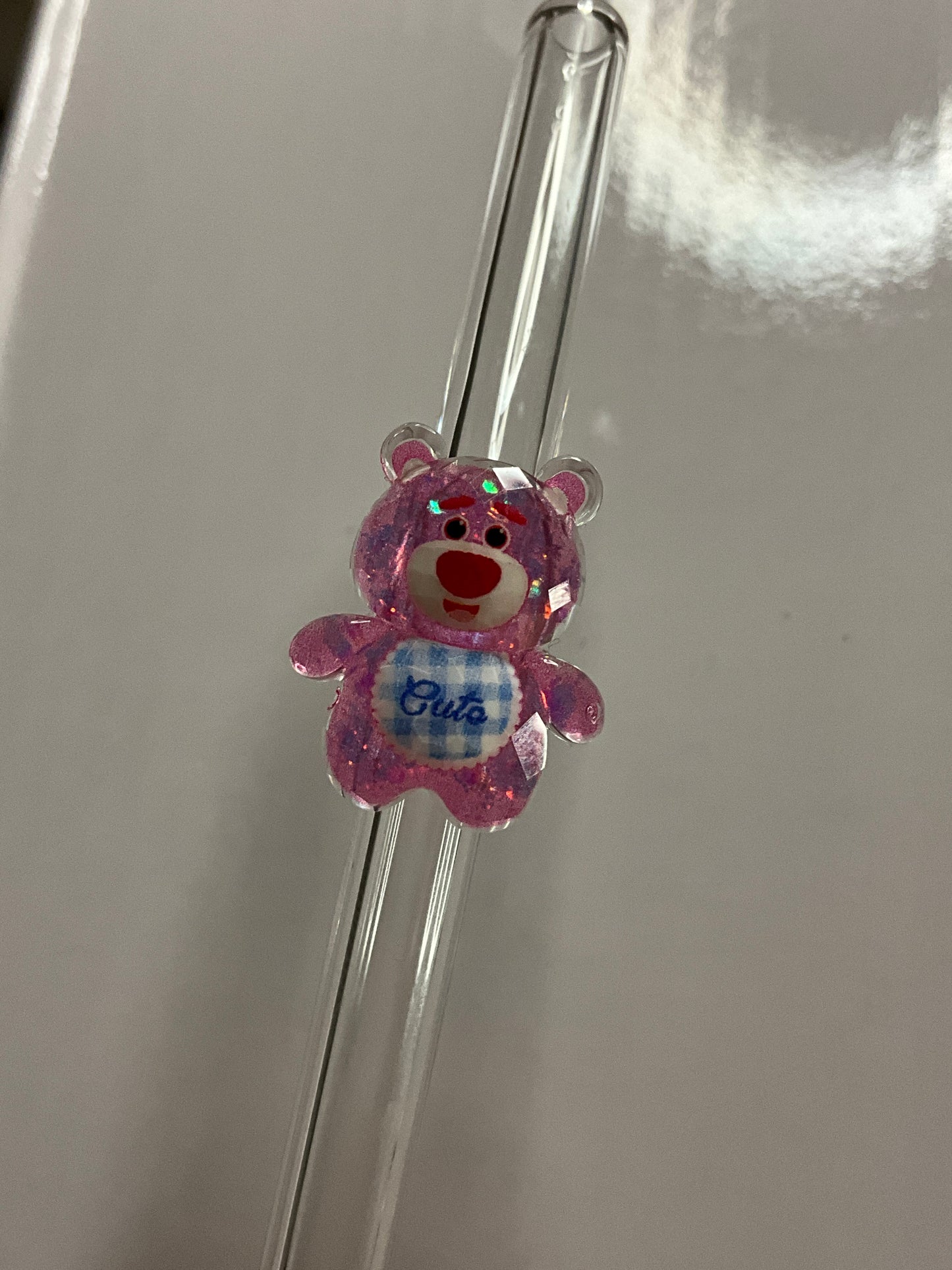 🧸 Glasstrohhalme mit süßen Glitzer-Teddys