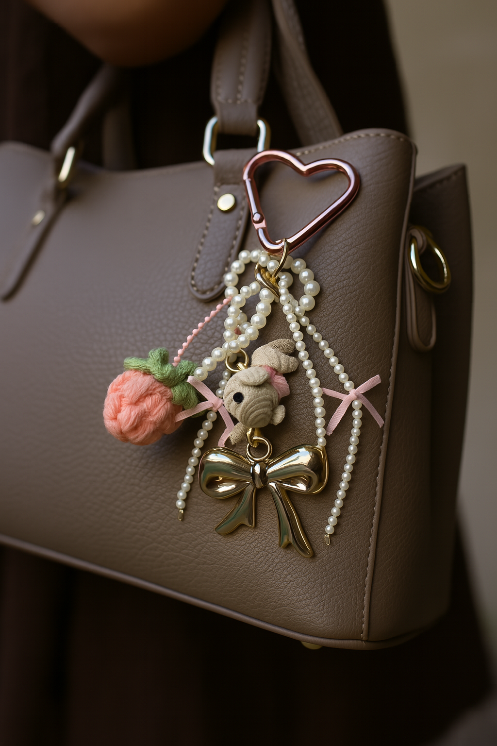 „Berry Cute – Taschenanhänger mit Perlen, Schleife & Charms“