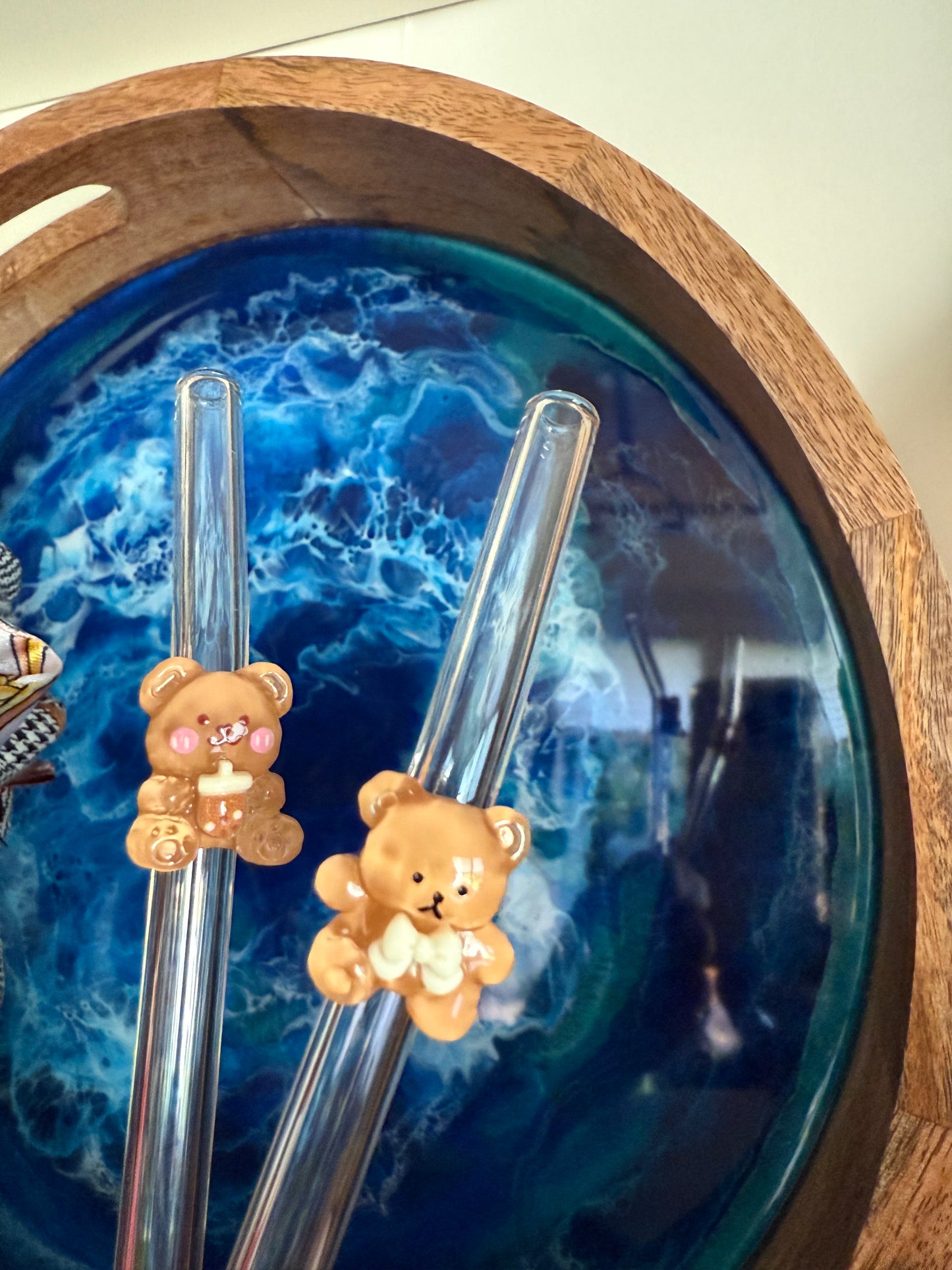 Glasstrohhalme mit Teddy