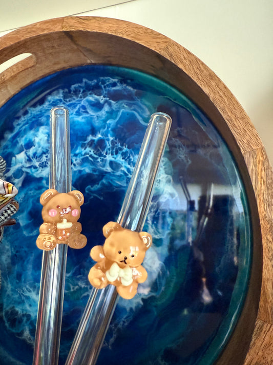 Glasstrohhalme mit Teddy