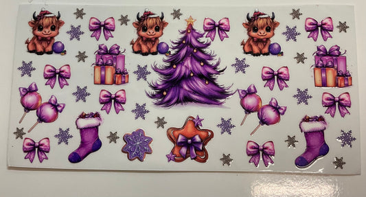 234 Cute Cow Christmas lila
