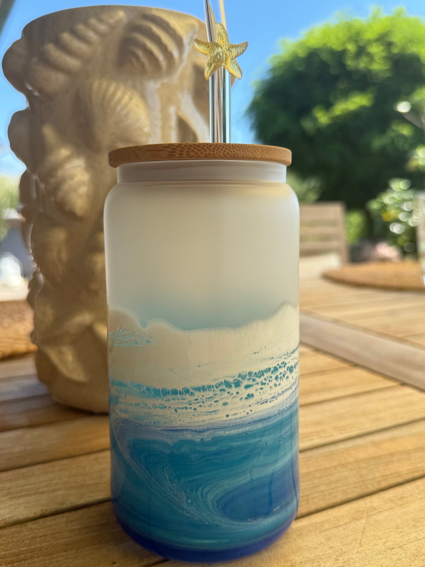 Ocean Art Trinkglas – handgegossen mit Resin 💙🩵💙