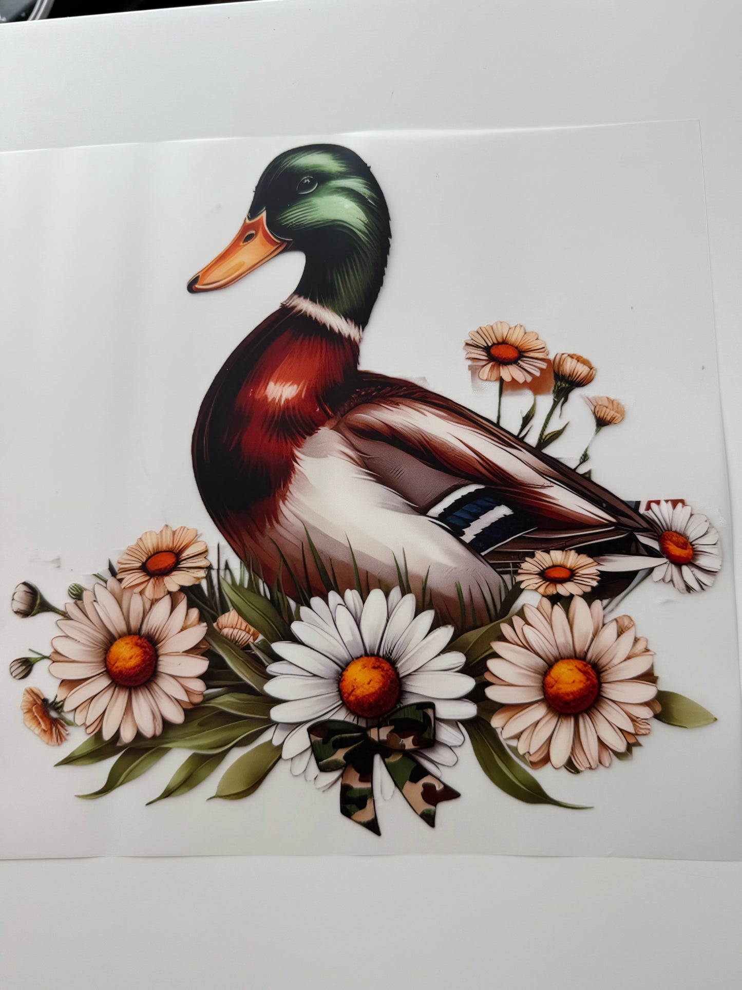 Textil-Sticker Ente mit Blumen