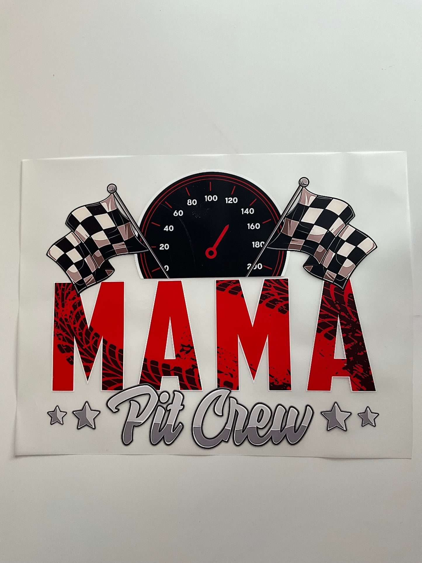 Textil Sticker- Mama pit crew