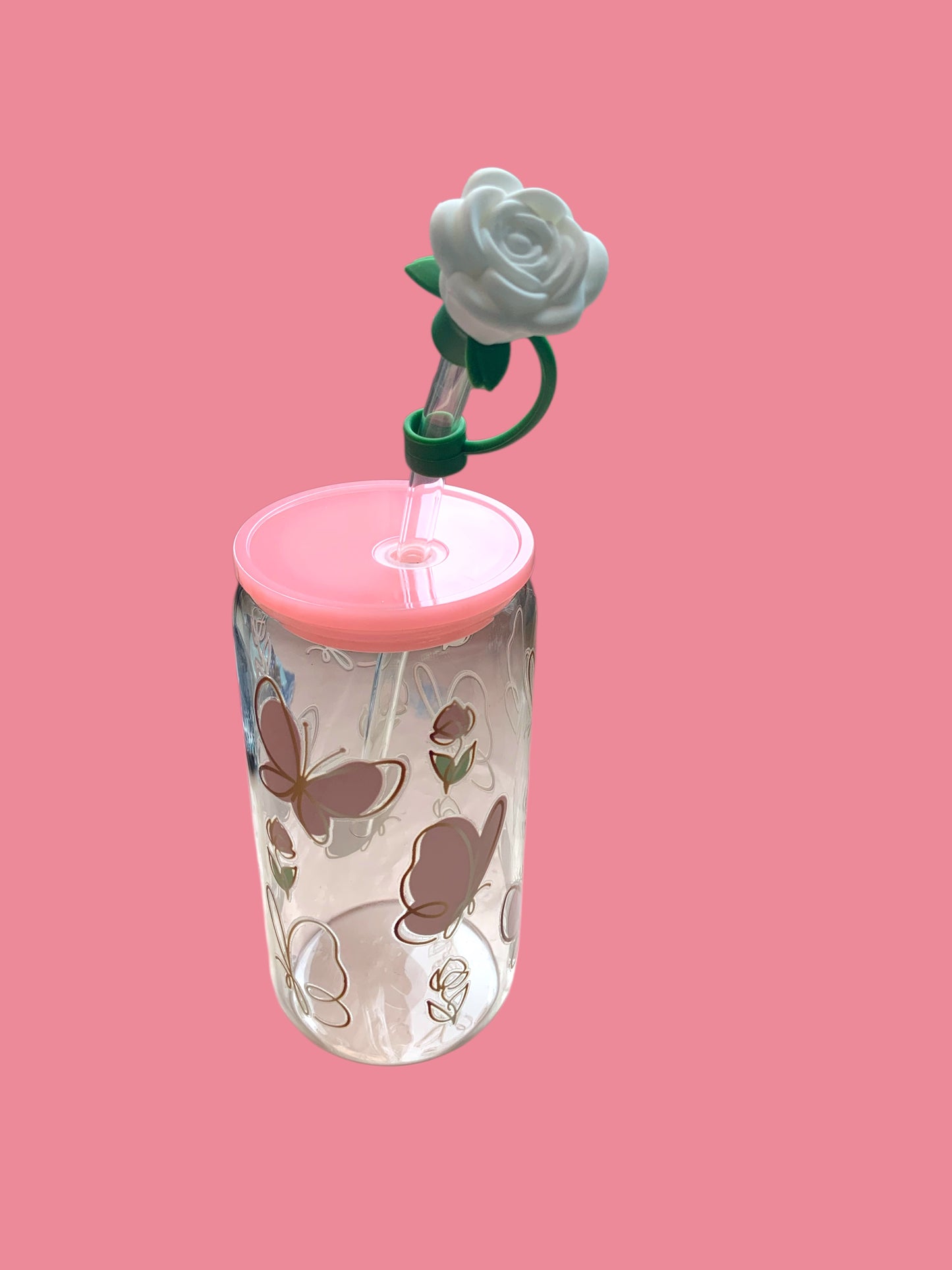 Rosen-Strohhalmabdeckungen für dein Lieblingsglas