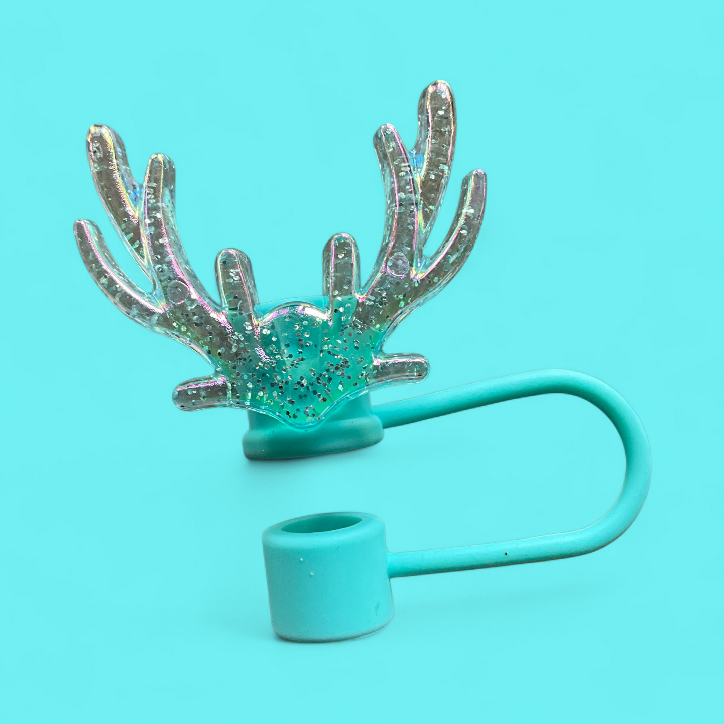 🦌✨ Rentier-Glitzer Geweih Trinkhalmabdeckungen – Christmas Vibes Edition ✨🦌