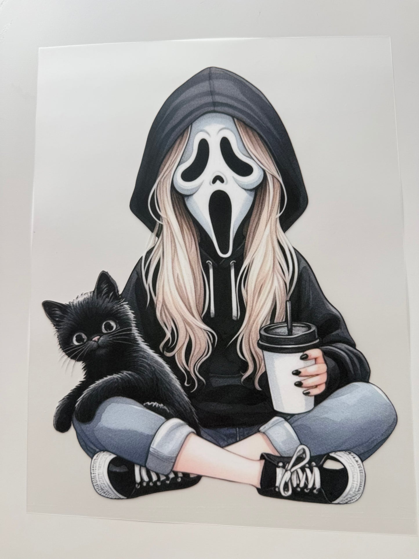 Textil-Sticker Girl mask cat