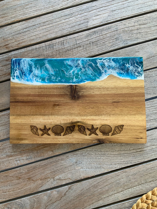 Servierbrett „Meereszauber“ – Ocean Art trifft Muschelliebe