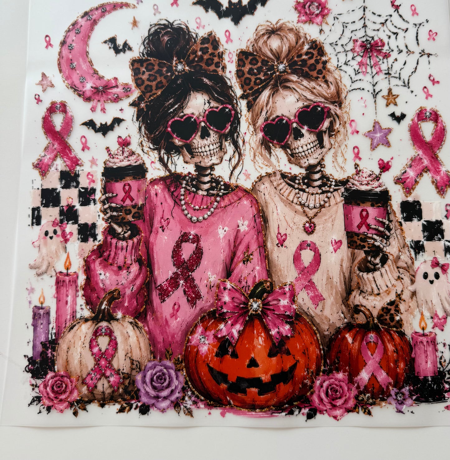 Textil-Sticker Sklett Damen Cancer awerness