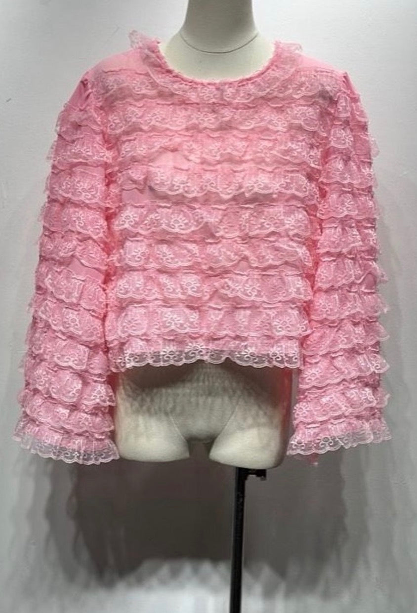 🌸 Bella Lace – Rosa Traumbluse