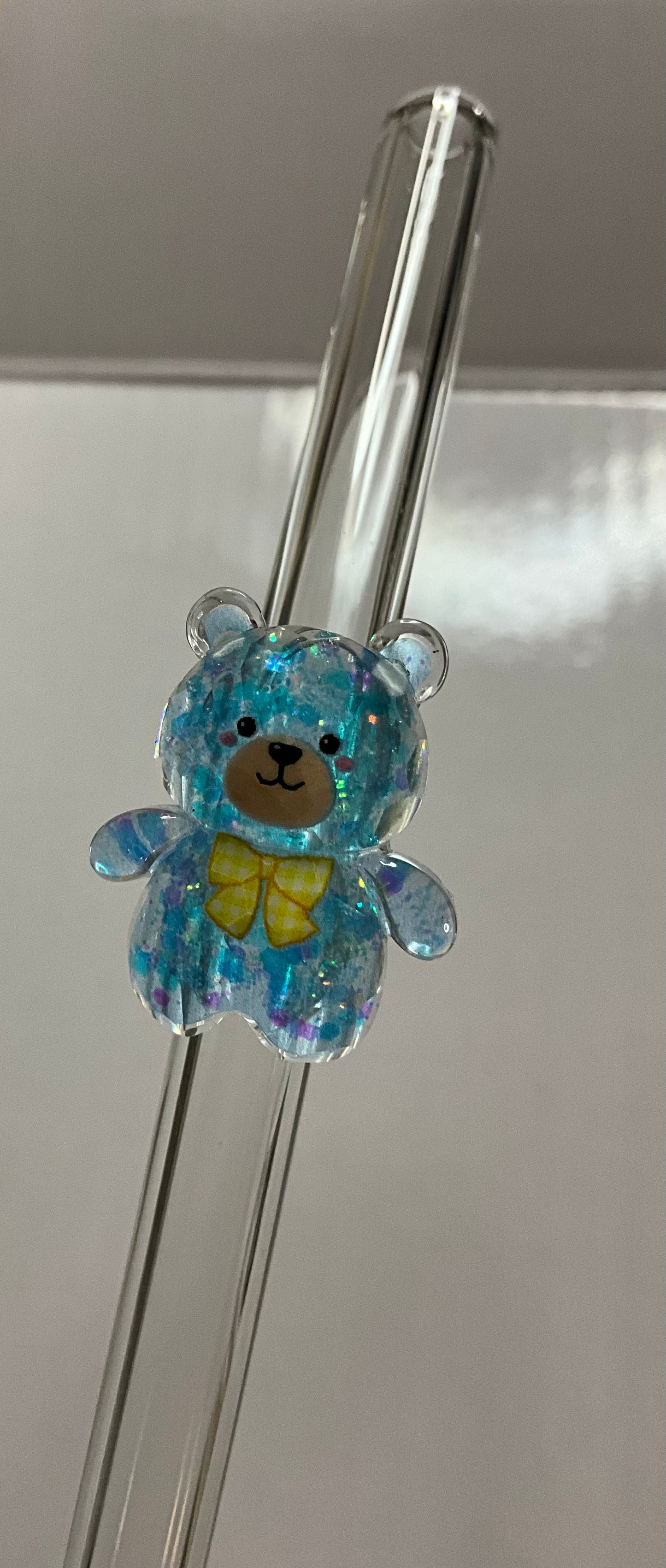 🧸 Glasstrohhalme mit süßen Glitzer-Teddys
