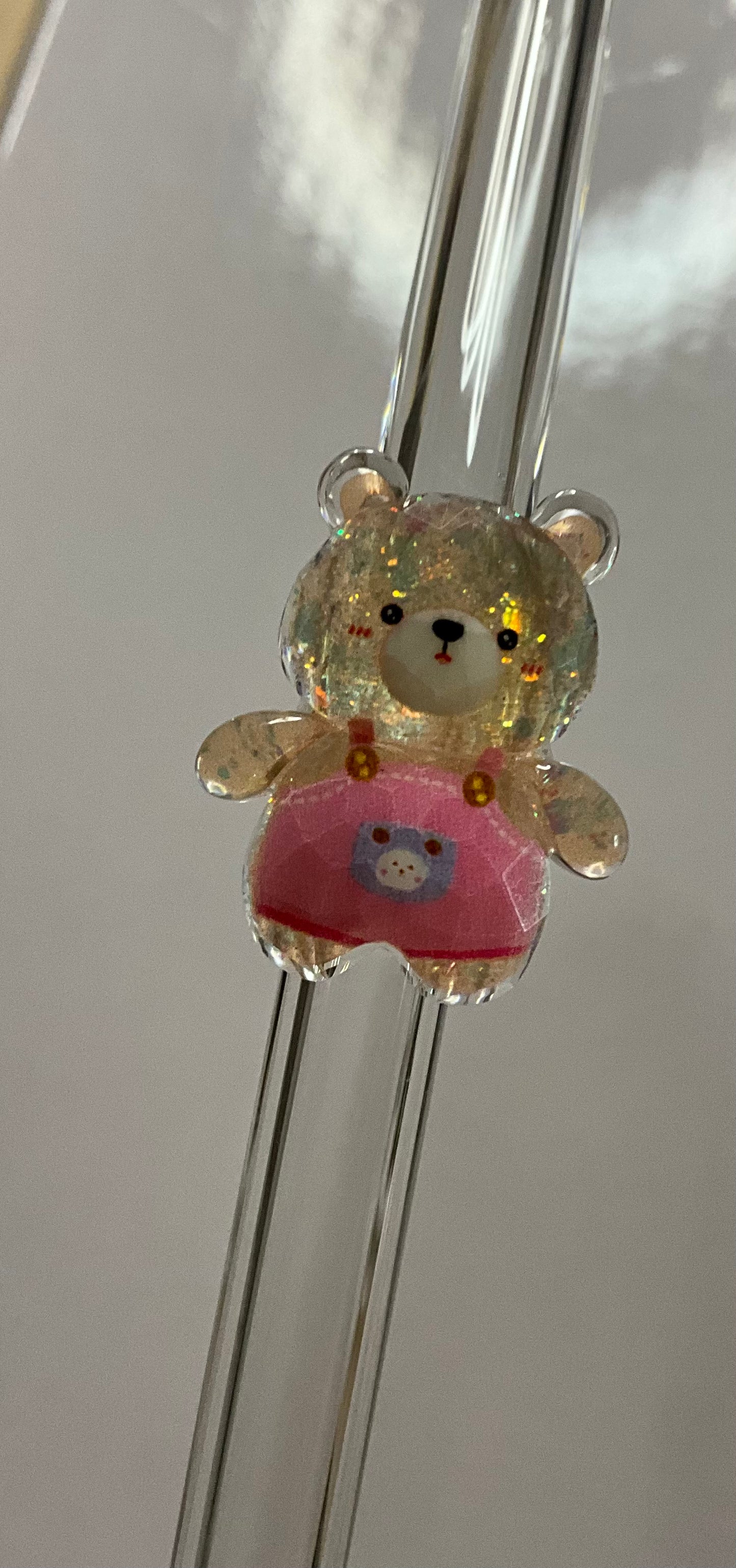 🧸 Glasstrohhalme mit süßen Glitzer-Teddys