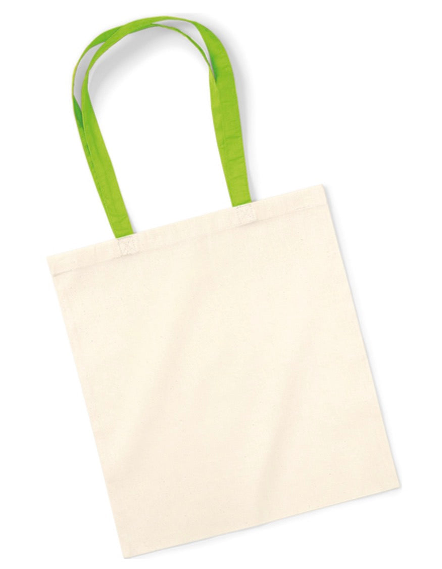 Baumwolltasche mit farbigen Henkeln – für Sticker