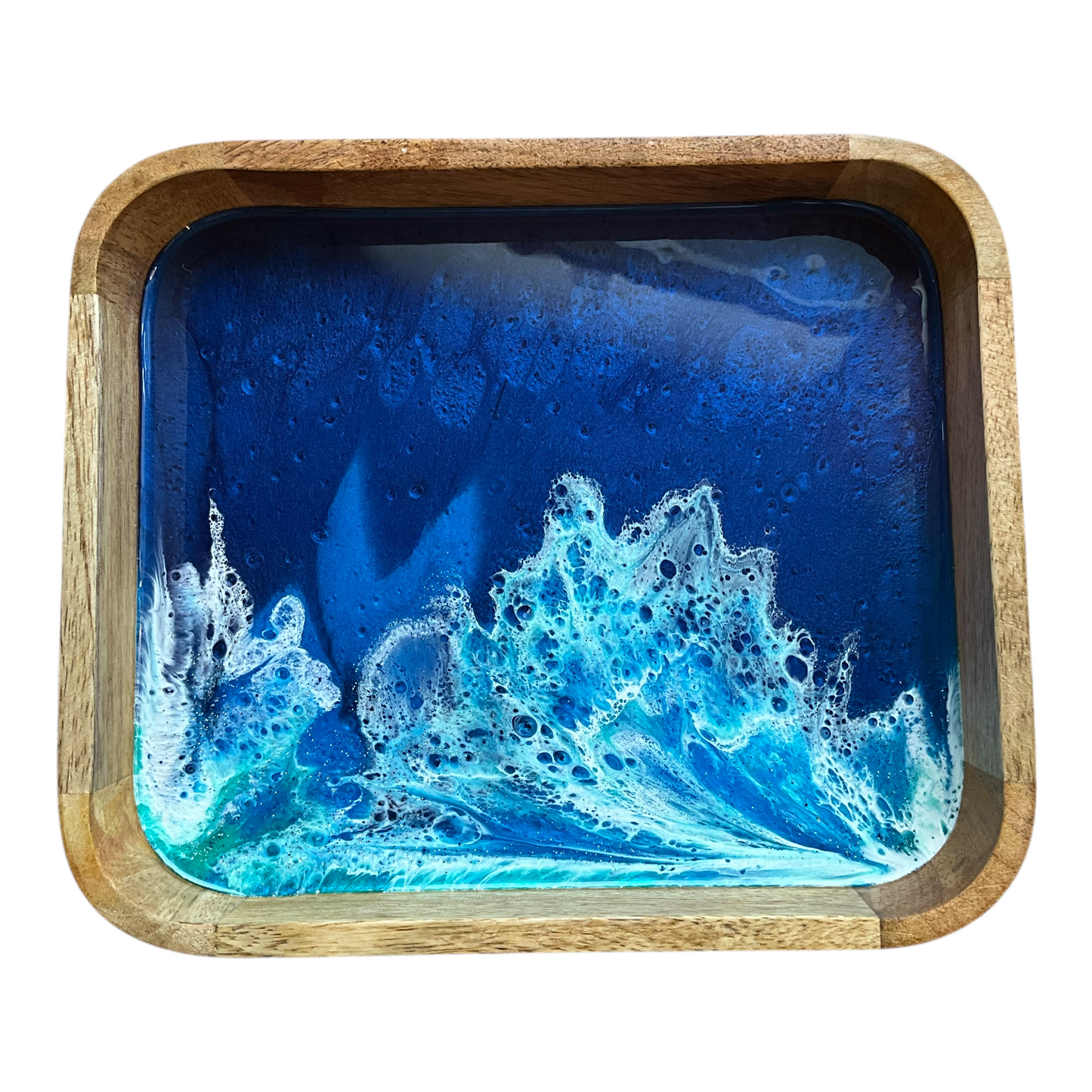 Ocean Art Mango-Holz-Tablett – Wellen, die bleiben 🌊💙3