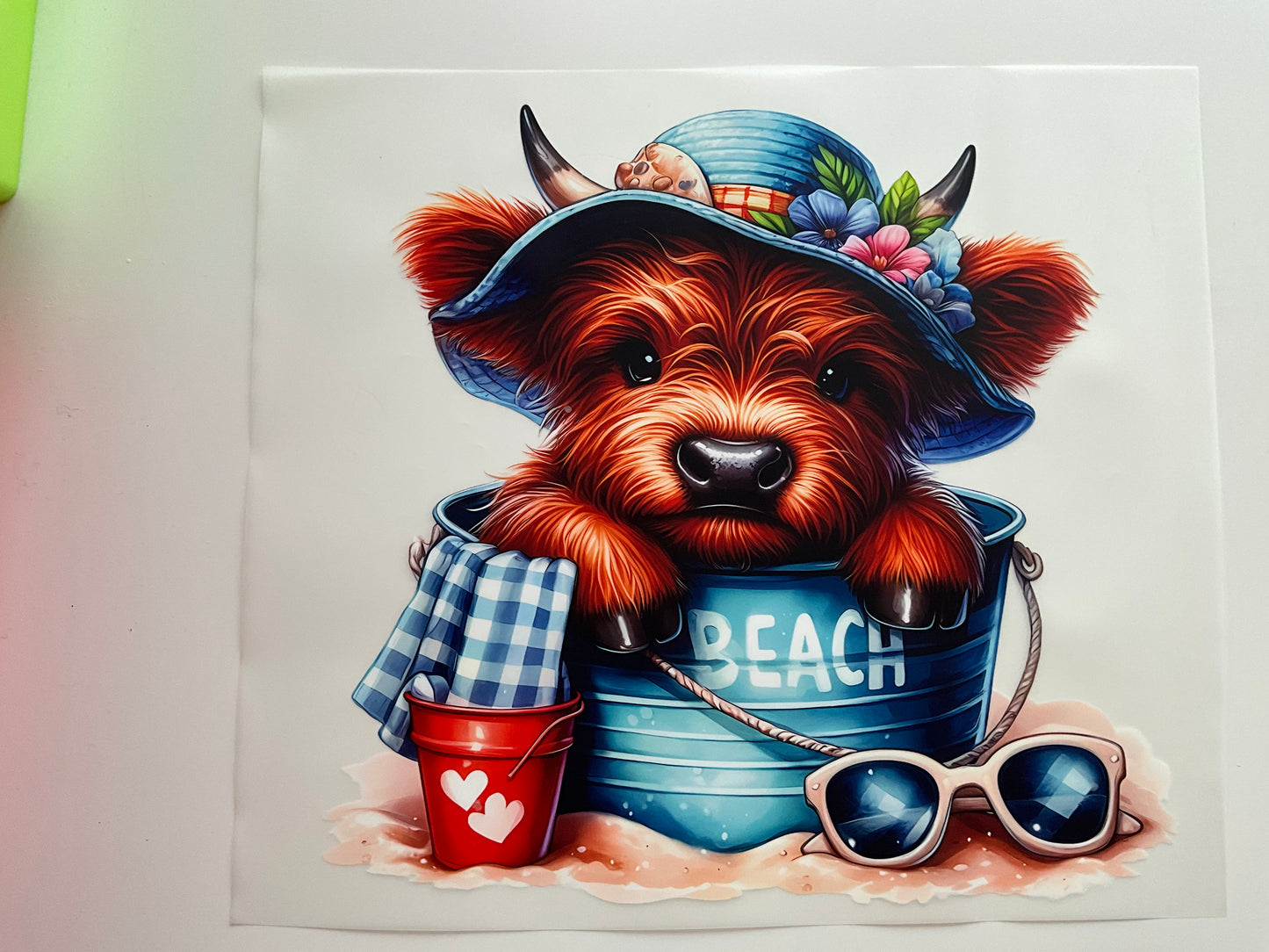 Textil Sticker- cute beach cow