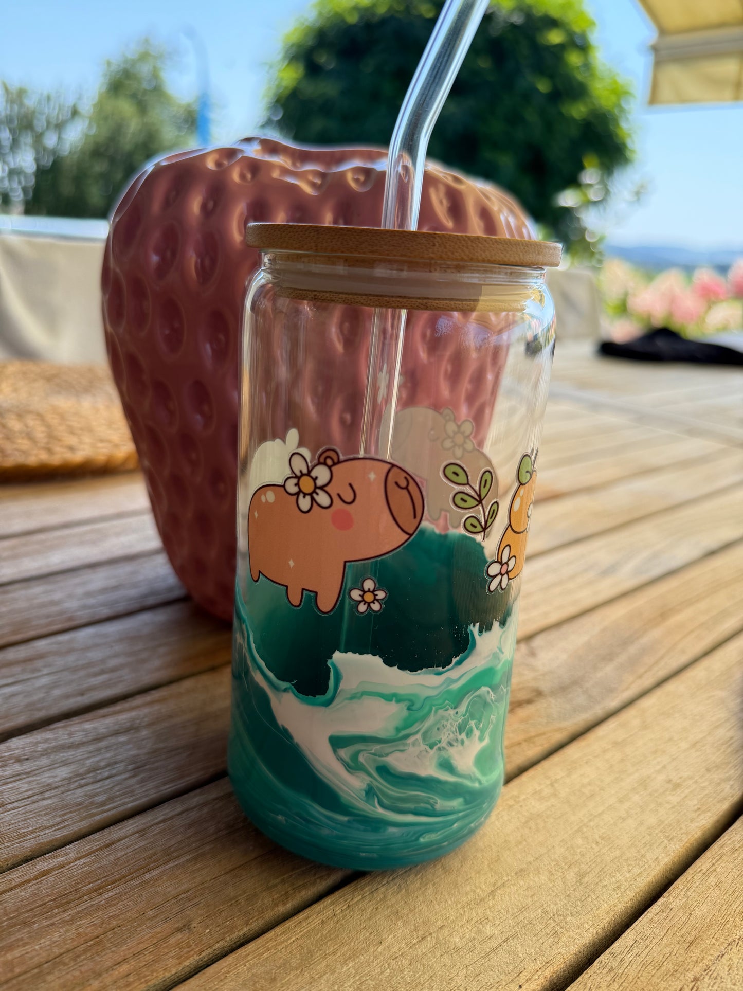 🐾 Ocean Art Capybara Glas – Handgegossen & Einzigartig