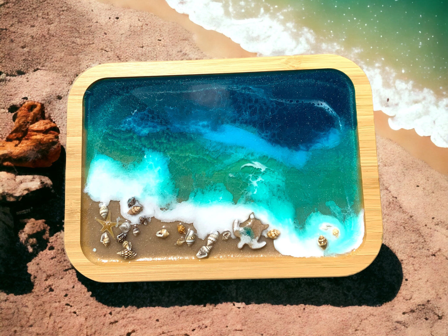 Ocean Art design Deckel für Ikea serie365+ rechteckig Box Bambus rechteckig Aufbewahrung Geschenk Wellen maritim