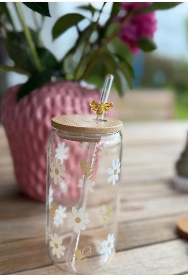 Bee Bloom – Design-Trinkglas mit Blumen & Bienen