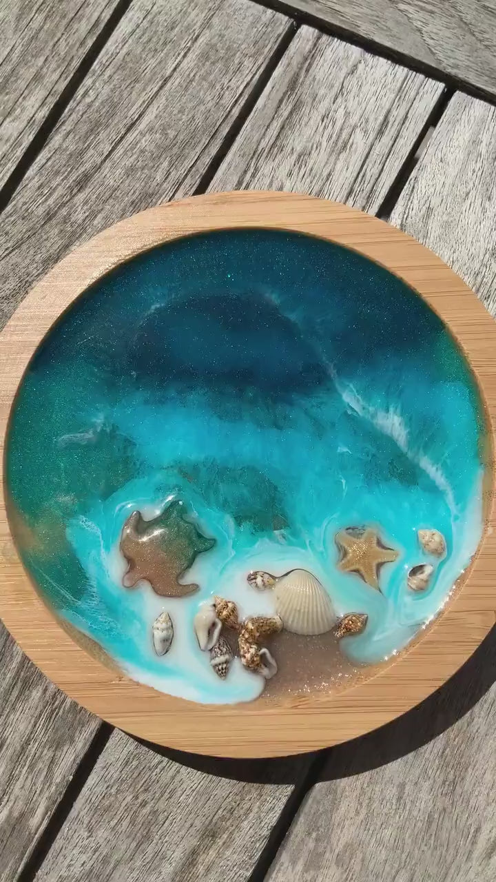 Ocean Art design Deckel für Ikea serie365+ rund Box Bambus rund Aufbewahrung Geschenk Wellen maritim
