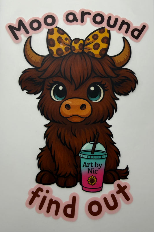 Textil Sticker- Moo around find out
