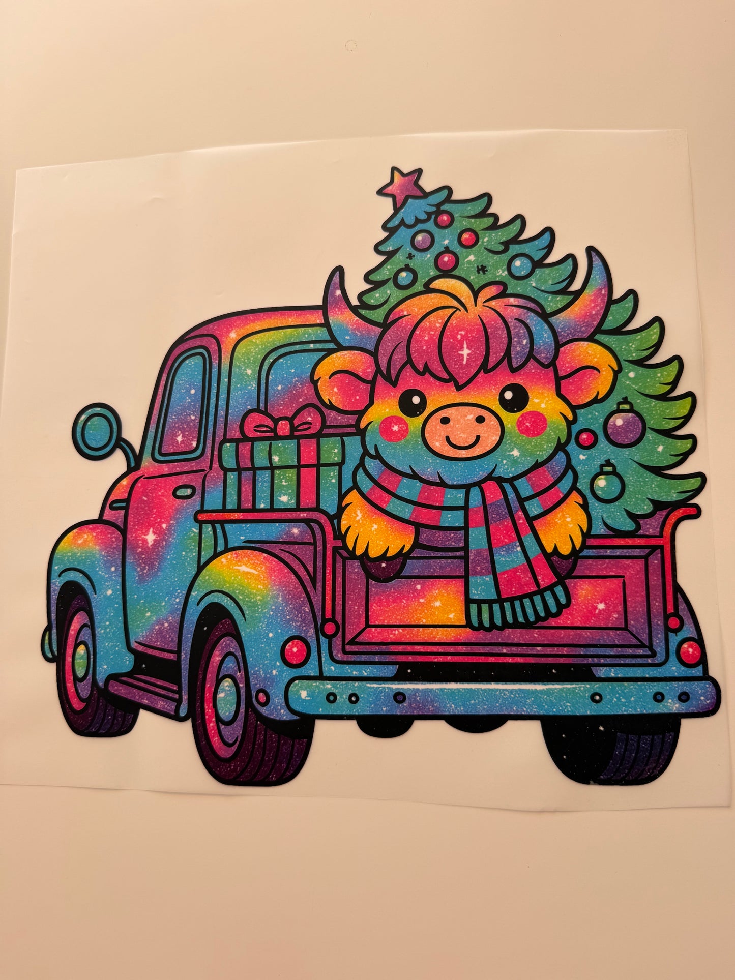 Truck with cow rainbow