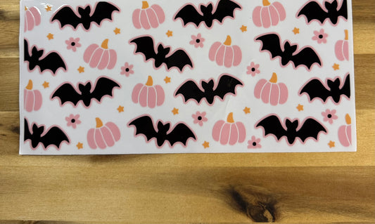 Pink pumpkin and bat
