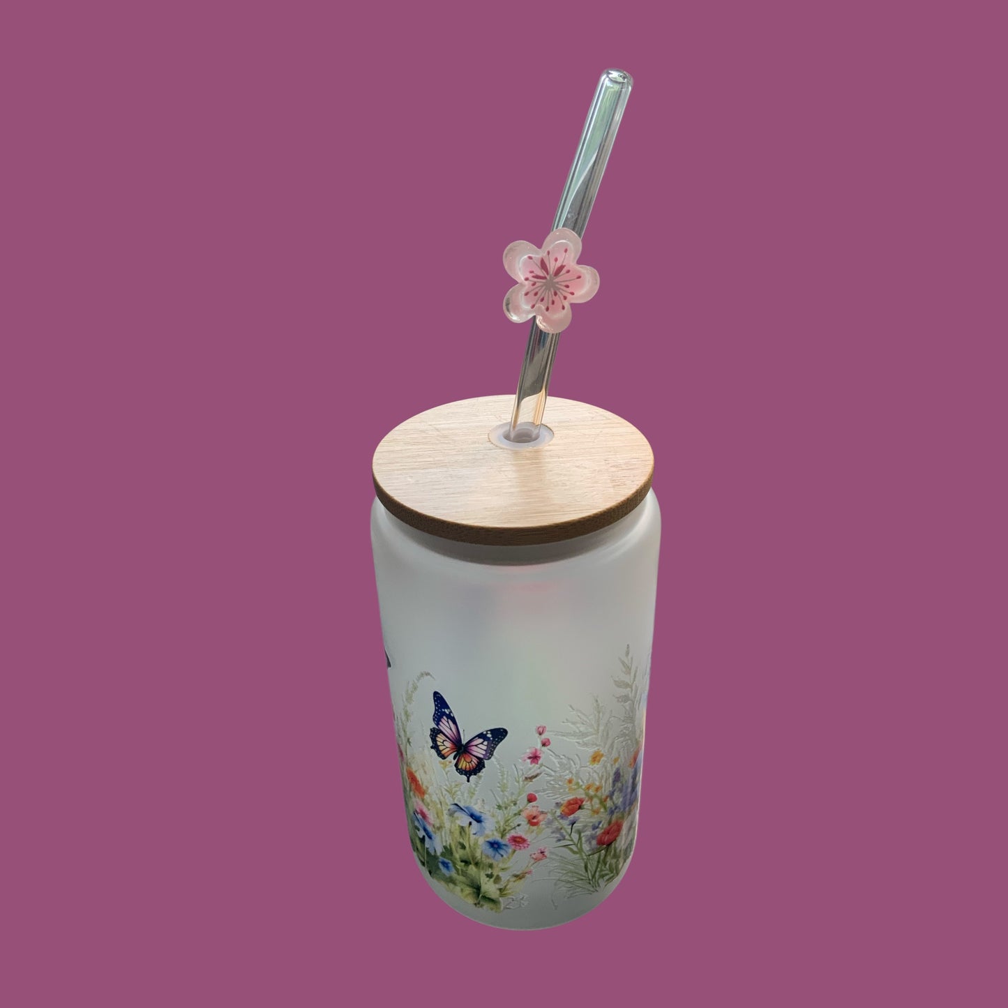 Glastrinkhalm mit Blüte – schlürfen mit Stil!