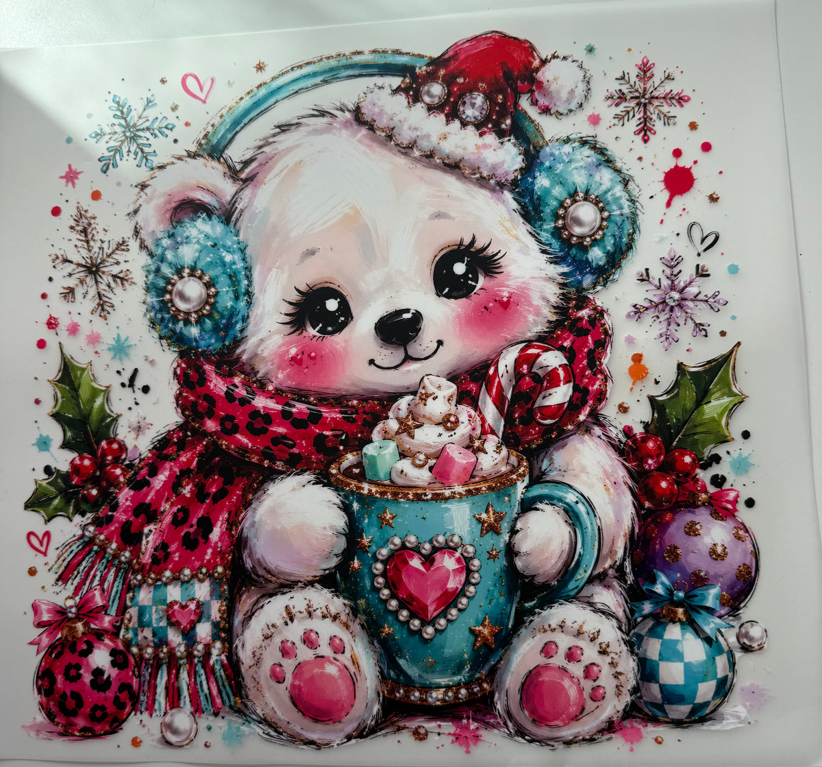 Textil-Sticker Teddy cup winter