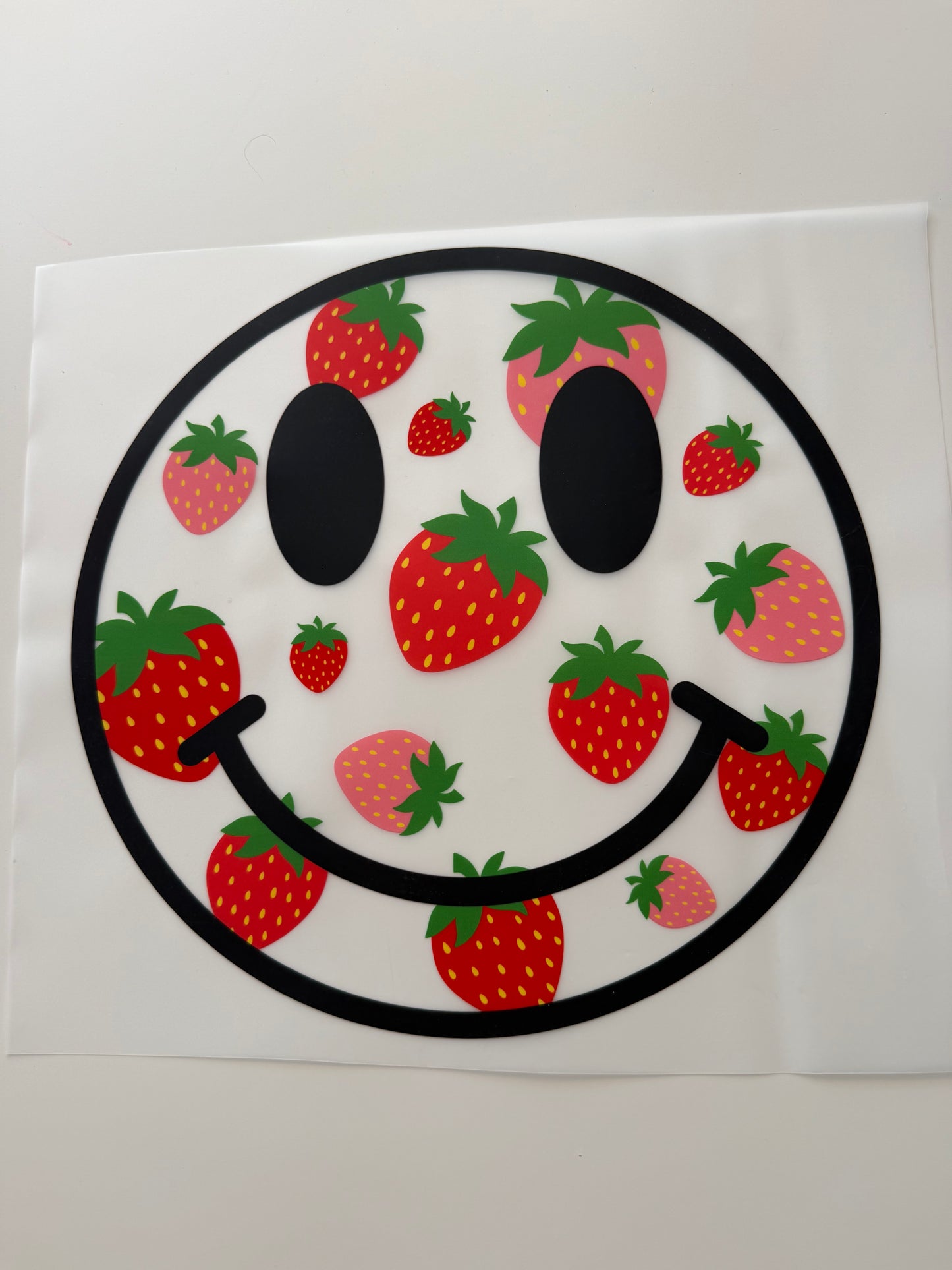 Textil-Sticker Erdbeer Smiley