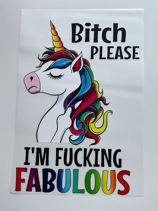 Textil Sticker bitch please im f.. fabulous