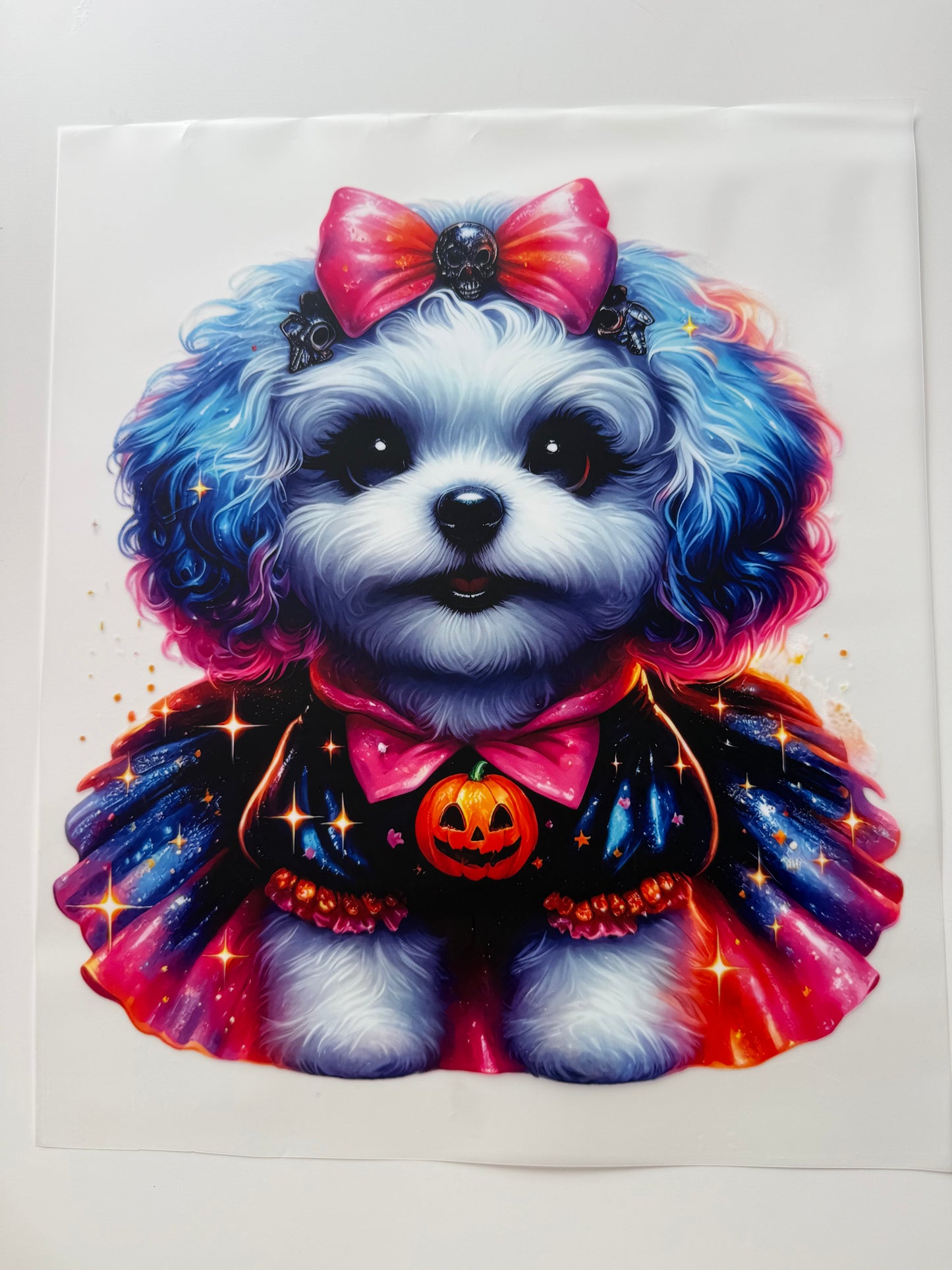 Textil-Sticker Hund weiss cute