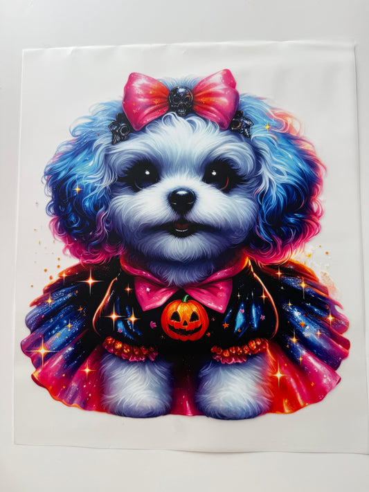 Textil-Sticker Hund weiss cute