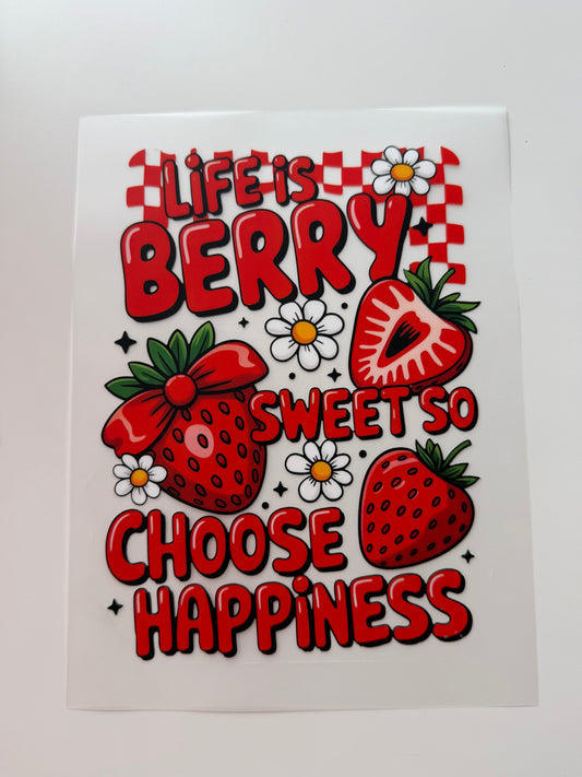 Textil Sticker live is Berry sweet - kleinere Grösse