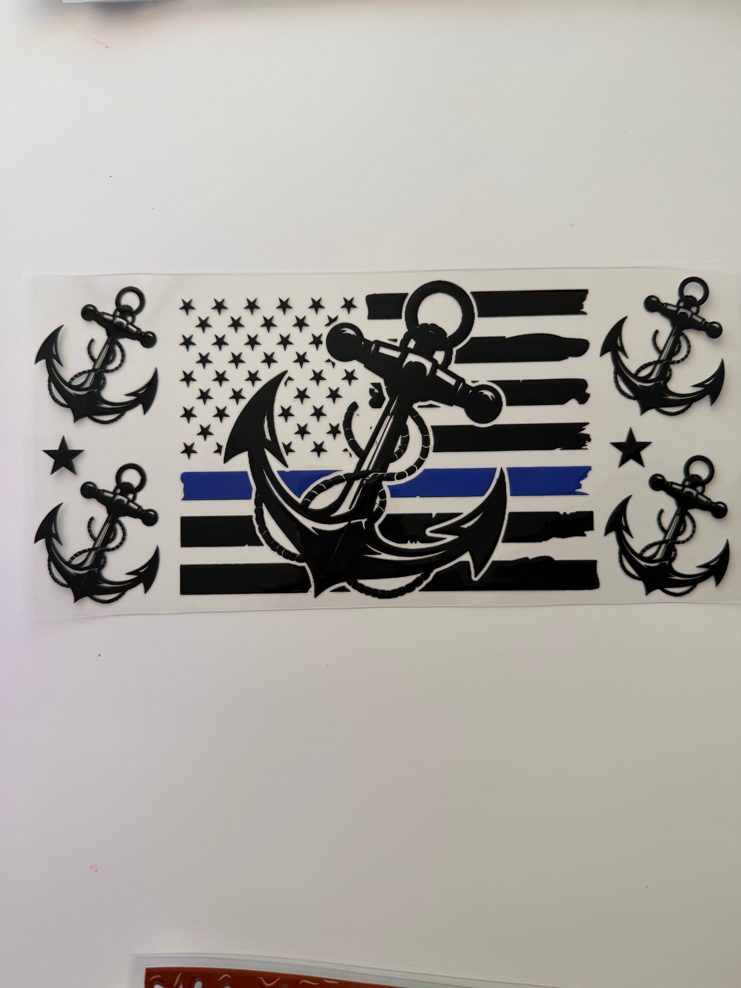 Maritimer Anker-Sticker mit US-Flaggen-Design (Thin Blue Line)