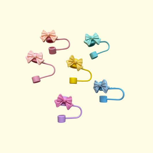 Bunte Strohhalm-Abdeckungen mit Schleife – cute | Perfekt für deine Design Trinkgläser