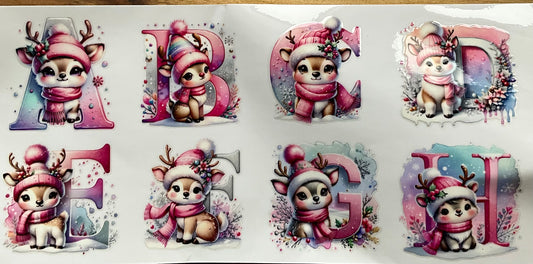 328 Alphabet rosa  Rentier  Grösse: von ca. 5cm mal  5cm