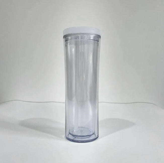 „Der Schlanke“  Snow Globe Cup mit klapp-Trinkhalm– handmade by Art by Nic ca.600ml individuell
