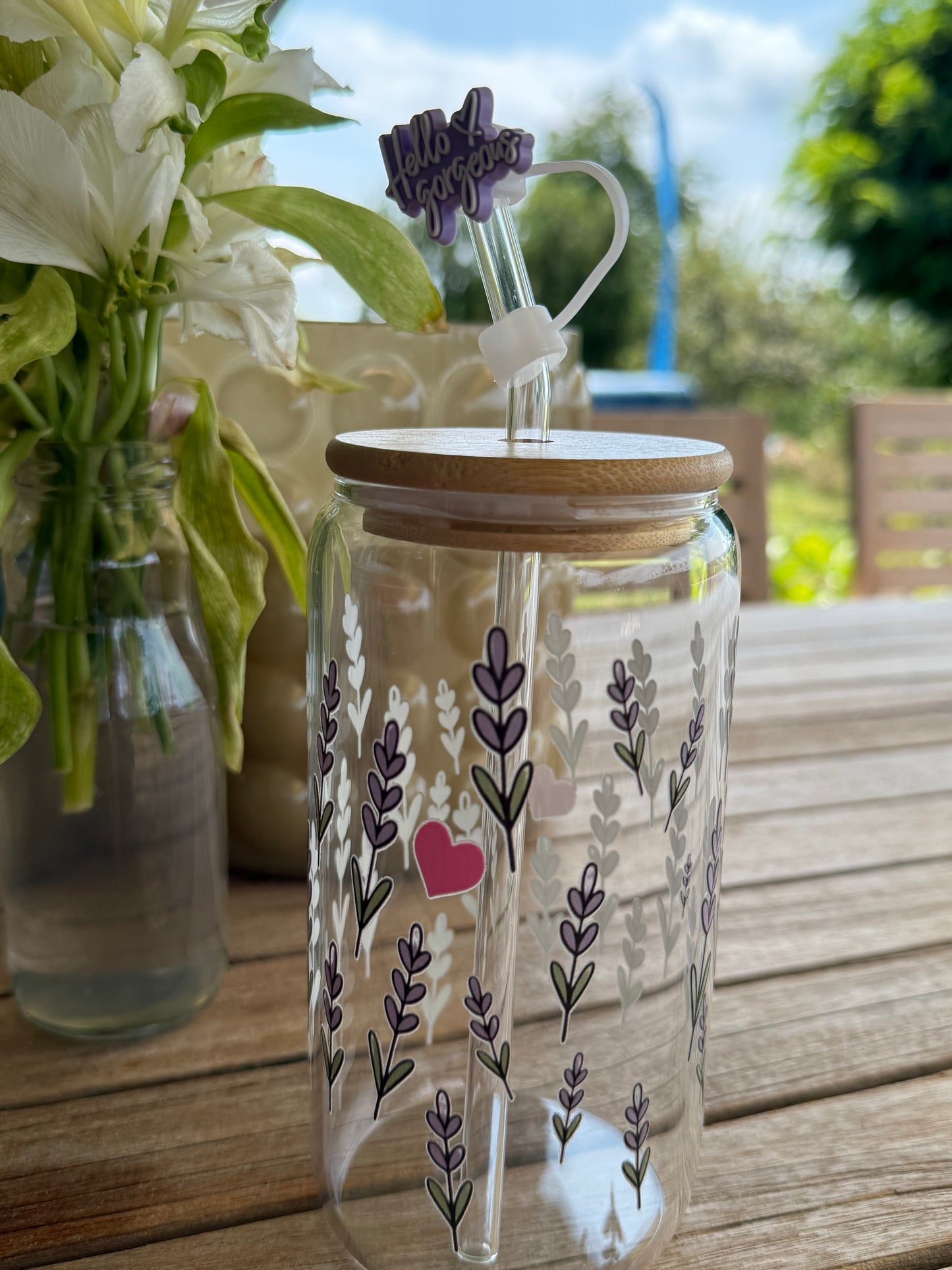 💜 Design-Trinkglas „Lavendelherz“ – von Art by Nic