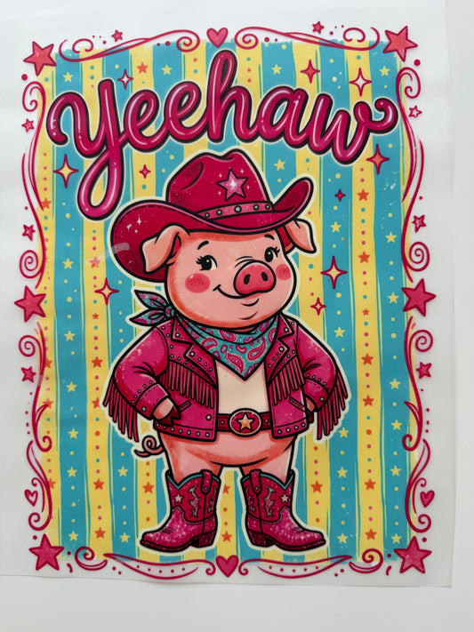 Textil-Sticker Schwein Yeehaw Pig