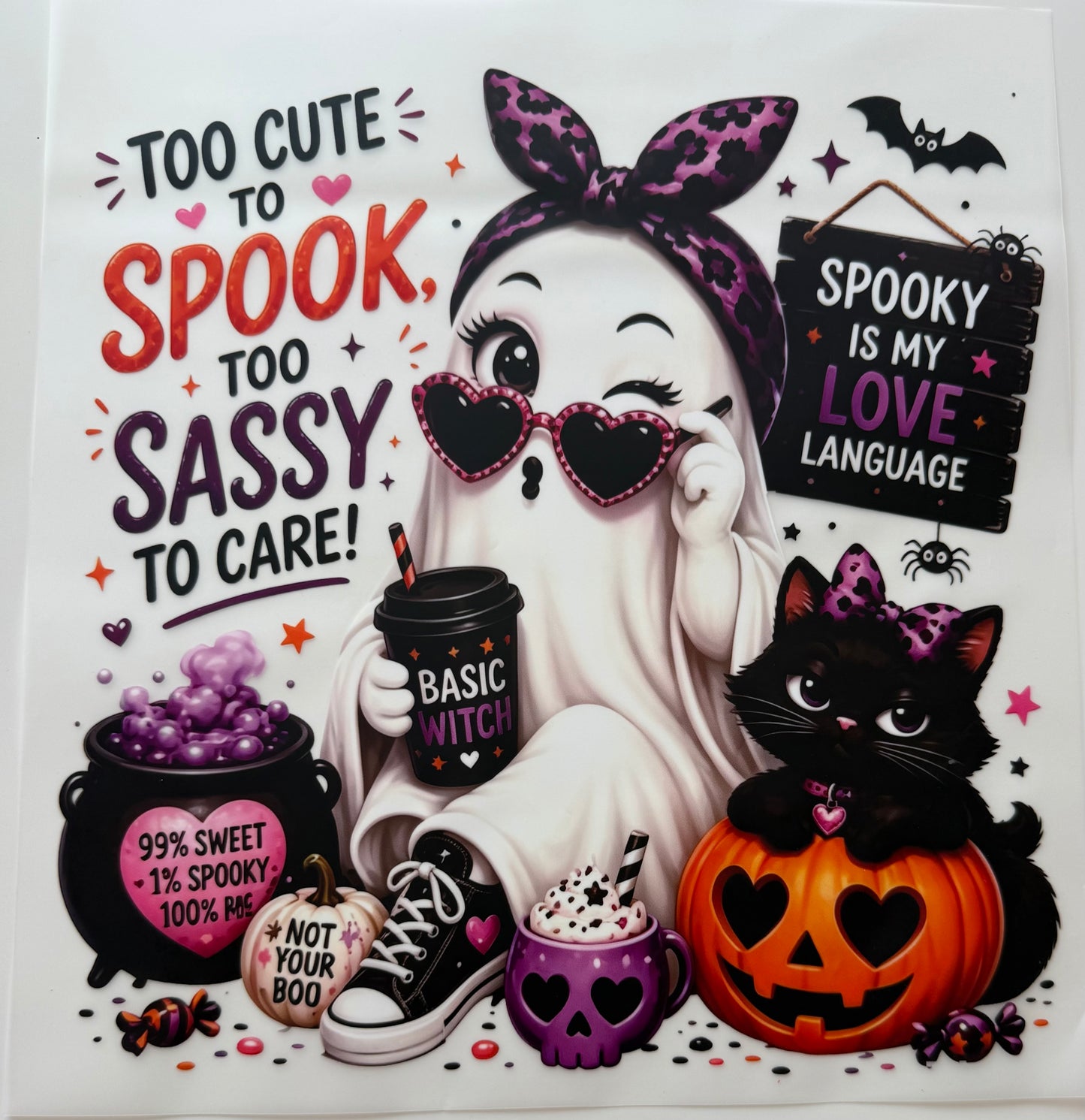 Textil-Sticker too cute to spuke ….