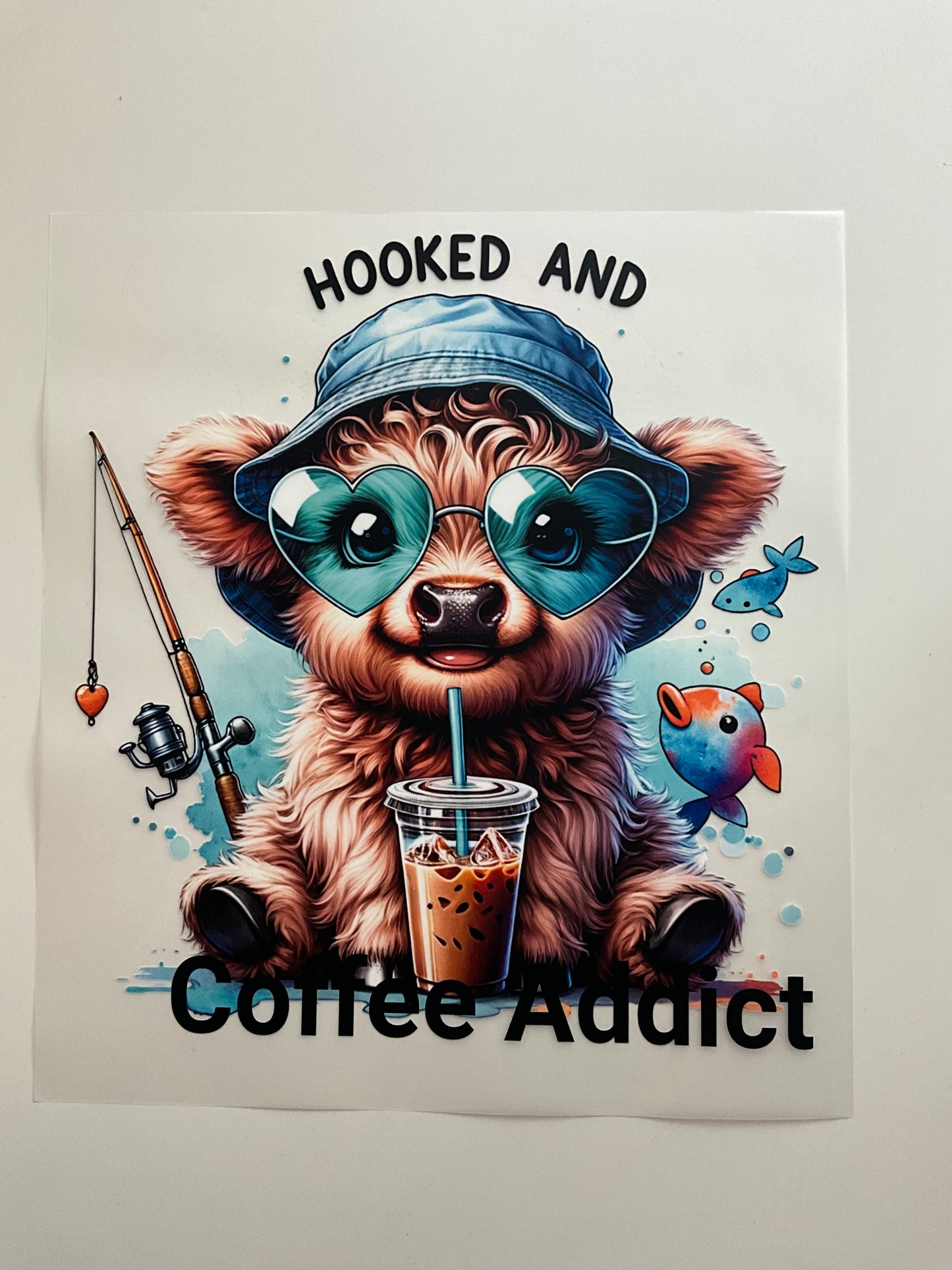 Textil Sticker- Hooked and Coffee Addict